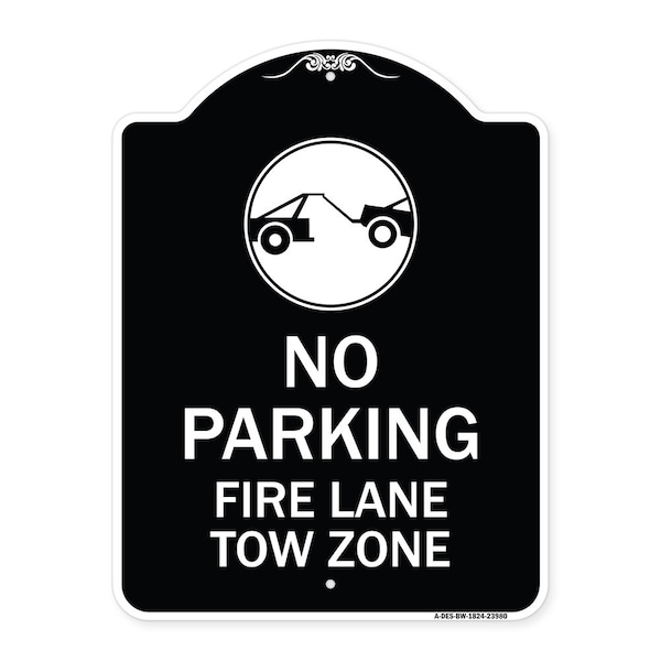 Signmission Fire Lane Tow Zone with Graphic Heavy-Gauge Aluminum Architectural Sign, 24" x 18", BW-1824-23980 A-DES-BW-1824-23980 - main